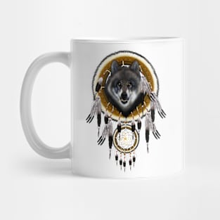 indian antive gray wolf dreamcatchers Mug